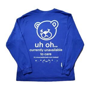 Teddy French Currently Unavailable To Care Size XL Mens Blue Long Sleeve Shirt